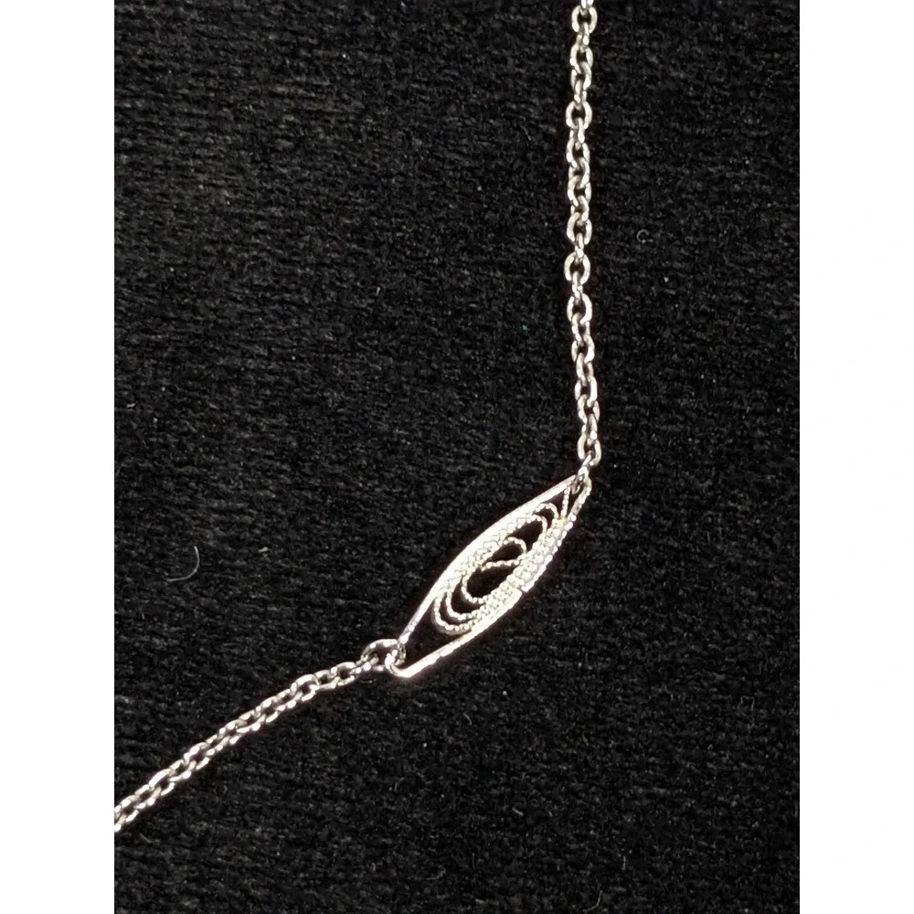 Vintage Napier Silver Tone Open‎ Work Oval Station Choker Necklace 15